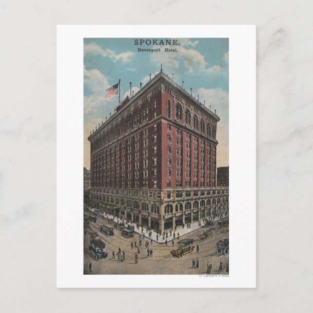 Postal Spokane, WA - Vista del Hotel Davenport (Anverso)