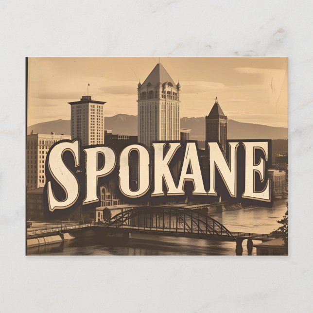 Postal Spokane Washington DC vintage Skyline (Anverso)