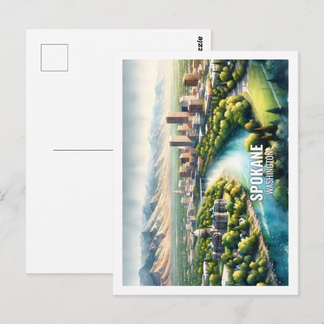 Postal Spokane Washington Estados Unidos Famosa Place acu (Anverso / Reverso)