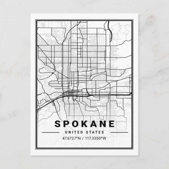 Postal Spokane Washington USA Travel City Map (Anverso)