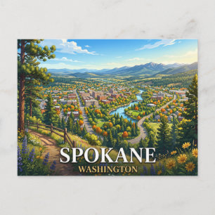 Postal Spokane Washington Viajes Paisaje Urbano Escénic