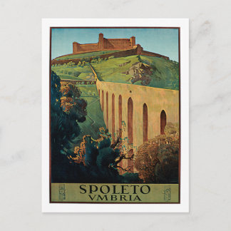 Postal Spoleto Umbria Italia Poster de Viajes de Vintage