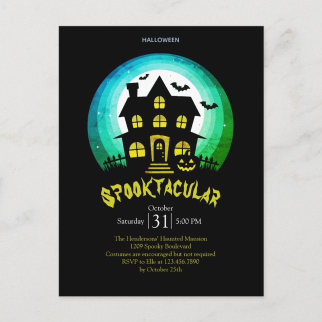 Postal Spooktacular Spookhouse Halloween Party (Anverso)