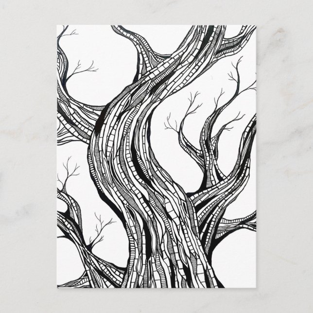 Postal Spooky Abstract Tree Pen Drawing Art (Anverso)