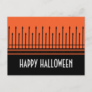 Postal Spooky Halloween Gate Postcard, Naranja
