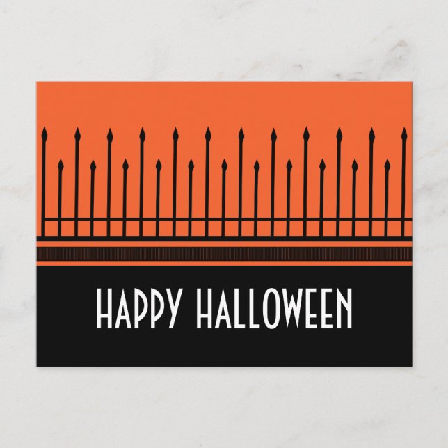 Postal Spooky Halloween Gate Postcard, Naranja (Anverso)