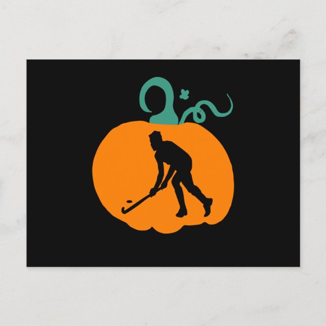 Postal Spooky Halloween Pumpkin Hockey Player Costume (Anverso)