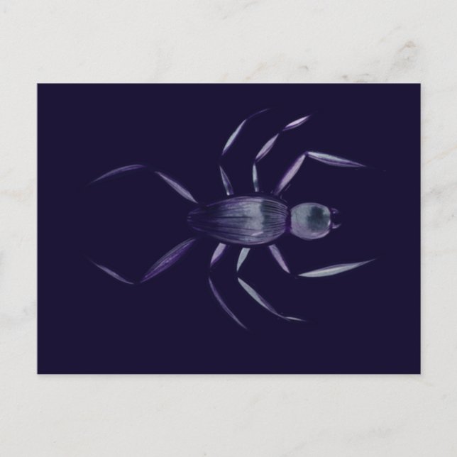 Postal Spooky Halloween Purple Spider Art                 (Anverso)