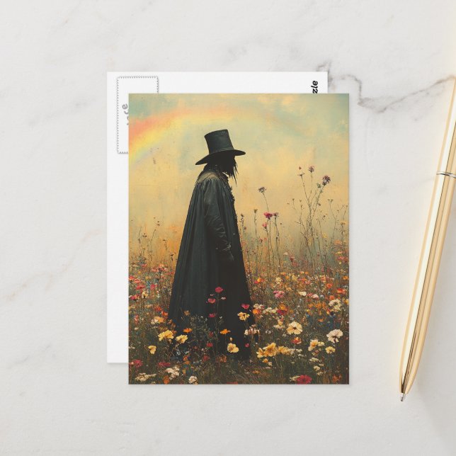 Postal Spooky Plague Doctor in the Meadow (Anverso/Reverso In Situ)
