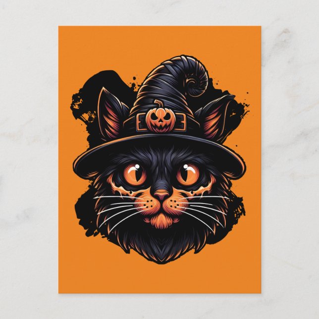 Postal Spooky Witch Gorra Kitty (Anverso)