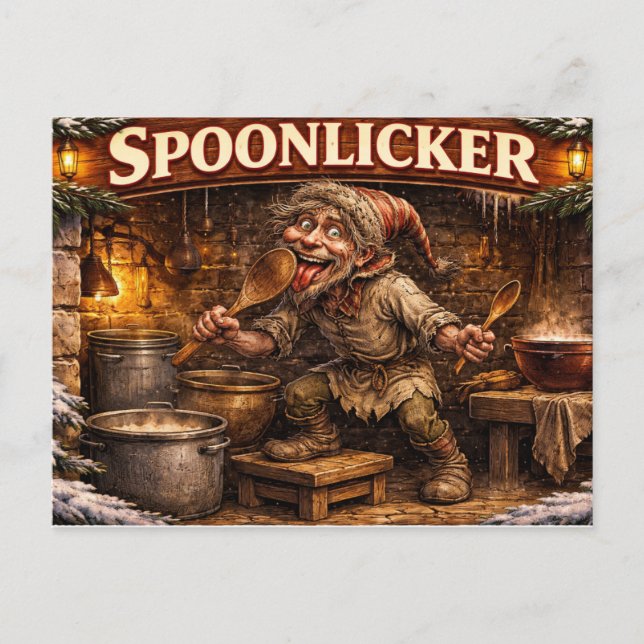 Postal Spoon Licker Icelandic Yule Lad postcard  (Anverso)
