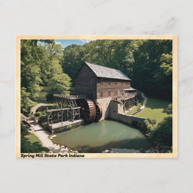 Postal Spring Mill State Park Indiana Vintage Travel (Anverso)