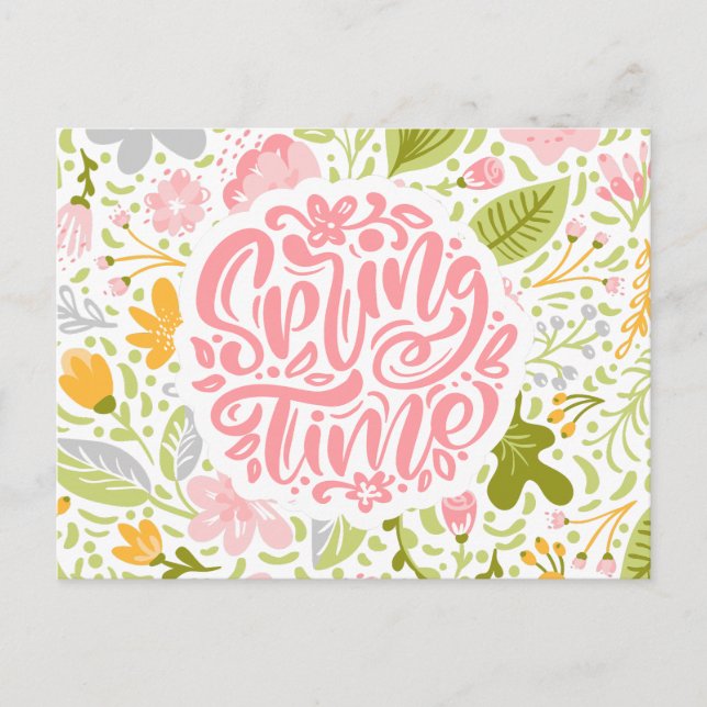 Postal Spring Time Floral Greeting Card with Bold Design  (Anverso)