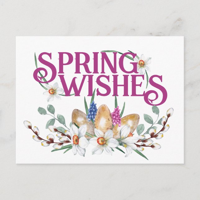 Postal Spring Wiers Floral Eggs Pagan Equinox (Anverso)
