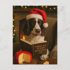 Postal Springer Spaniel  'Cheese Tax' Christmas postcard