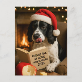 Postal Springer spaniel  'Cheese Tax' Christmas postcard