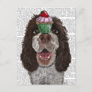 Postal Springer Spaniel con Cupcake