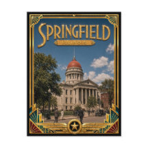Springfield Illinois Arte Deco Antiguo Edad Dorada