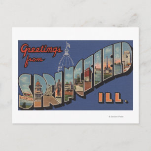 Postal Springfield, Illinois - Escenas de letras grandes