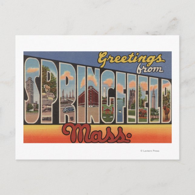Postal Springfield, Massachusetts - letra grande (Anverso)