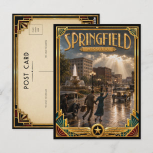 Postal Springfield Missouri Vintage Arte Deco Edad Dorada