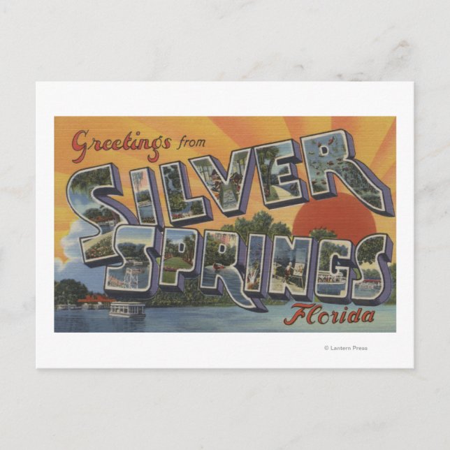 Postal Springs plateados, Florida - Escenas de letras gra (Anverso)