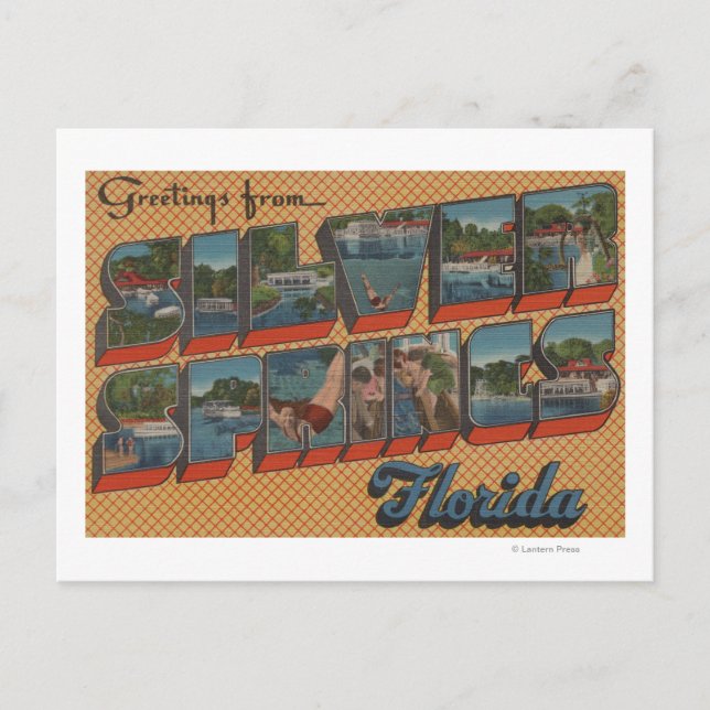 Postal Springs plateados, Florida - Escenas de letras gra (Anverso)
