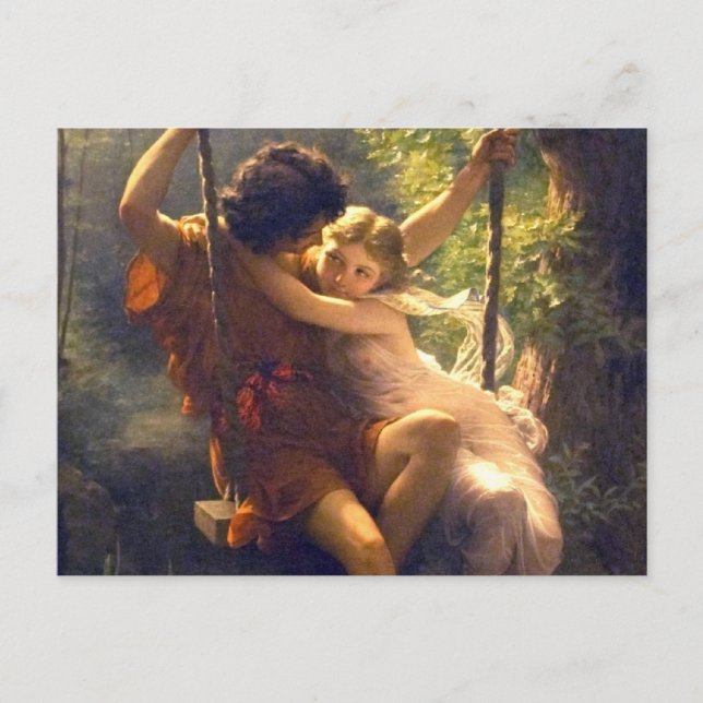 Postal Springtime ~ Amantes en la pintura de Swing (Anverso)