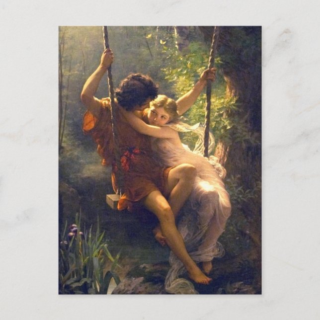 Postal Springtime ~ Amantes en la pintura de Swing (Anverso)