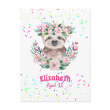Sprinkles SLOTH Boho Chicas Flores rosas Regalos C
