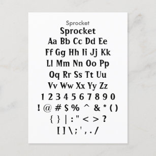 Postal Sprocket - Hoja de ejemplo de tipos de letra Zazzl