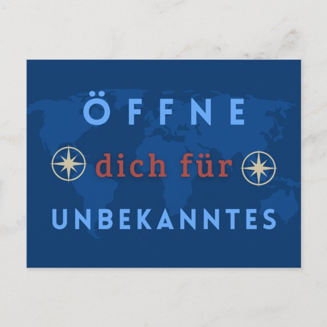 Postal Spruchmotiv-Postkarte: Öffne dich für Unbekanntes (Anverso)