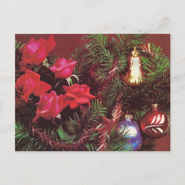 Postal Sprudente con rosas y bolas (Anverso)