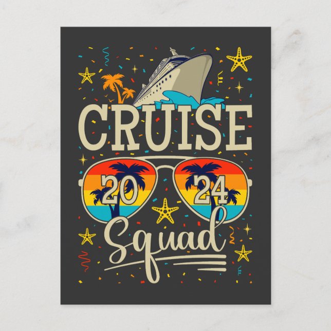 Postal Squad de cruceros 2024 Vacaciones en crucero (Anverso)