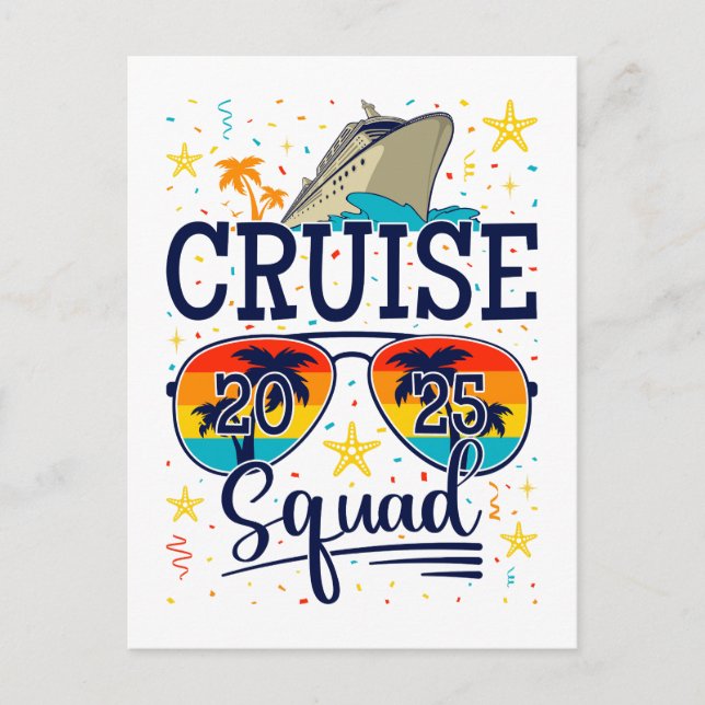 Postal Squad de cruceros 2025 Vacaciones de crucero (Anverso)