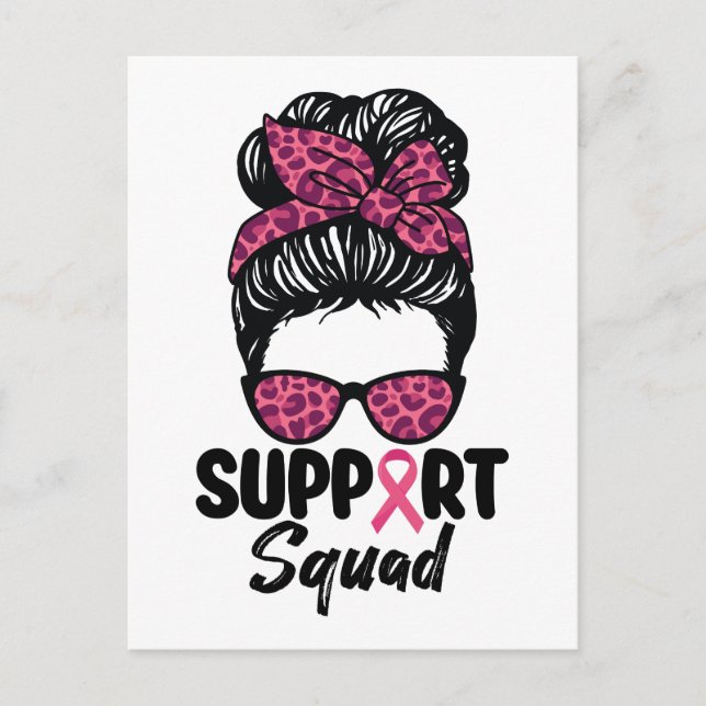 Postal Squad Messy Bun Guerrero Rosa Cáncer de Mama (Anverso)