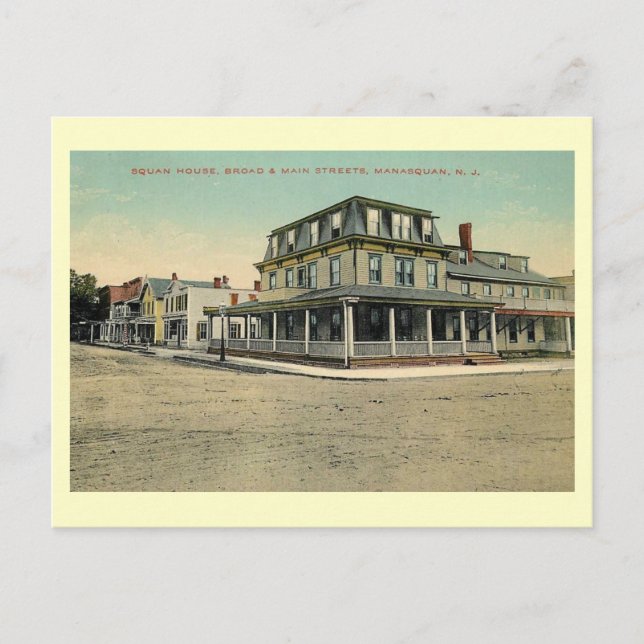 Postal Squan House, Manasquan, Nueva Jersey 1912 Vintage (Anverso)