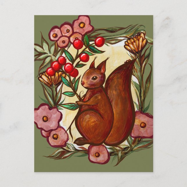Postal Squirrel and Holly winter Red Squirrels            (Anverso)