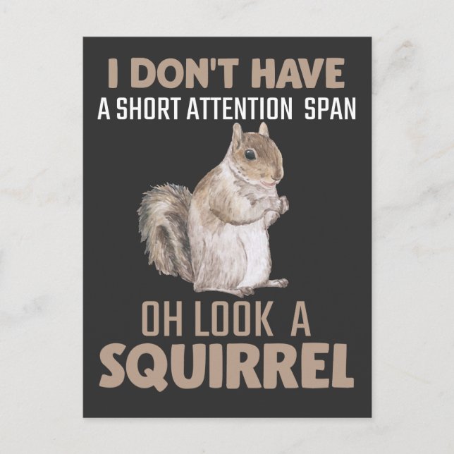 Postal Squirrel Atención Humor Jardín Pequeño Amante Anim (Anverso)