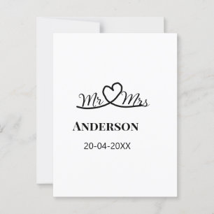 Postal Sr & Sra agregar apellido fecha año favor de boda 