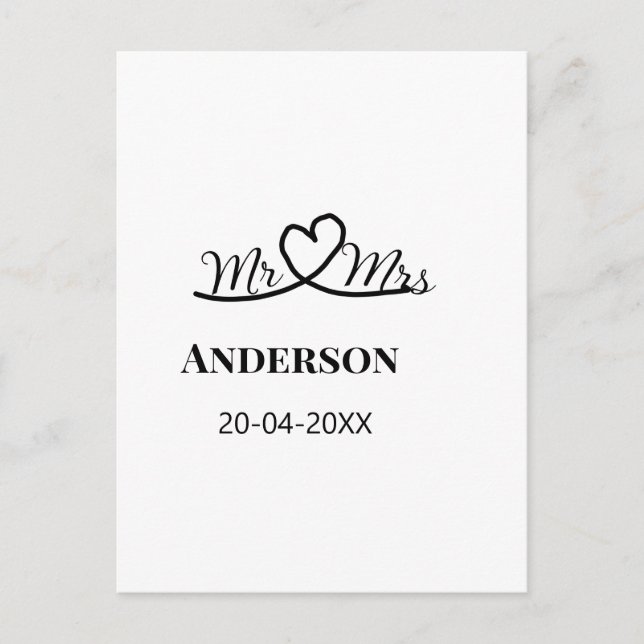 Postal Sr & Sra agregar apellido fecha año favor de boda  (Anverso)