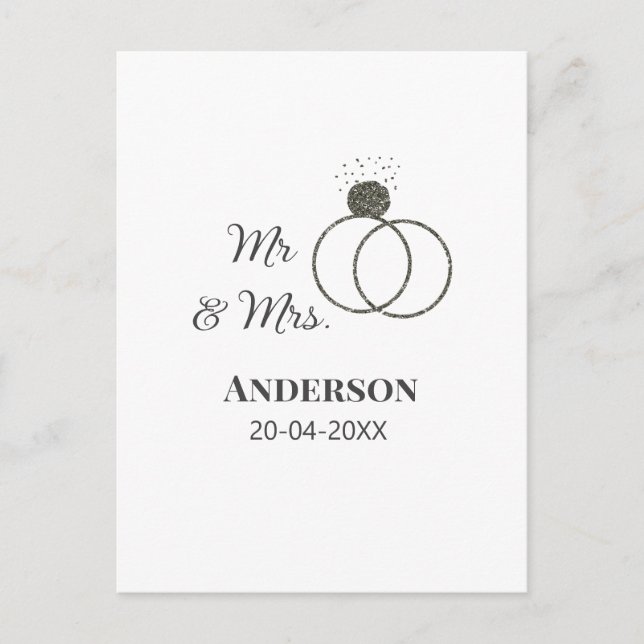 Postal Sr & Sra agregar apellido fecha año favor de boda  (Anverso)
