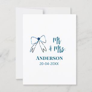 Postal Sr & Sra agregar nombre fecha favor de boda lazo a