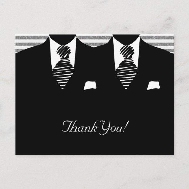 Postal Sr. Suit y Boda Tie Gay Gracias (Anverso)