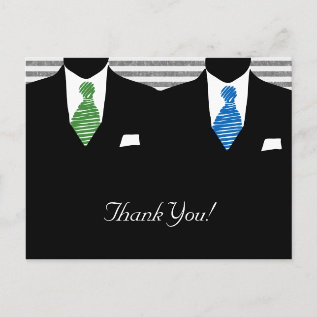 Postal Sr. Suit y Boda Tie Gay Gracias (Anverso)