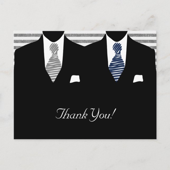 Postal Sr. Suit y Tie (azul / gris) Gracias (Anverso)