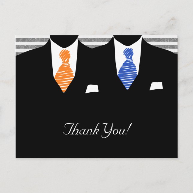 Postal Sr. Suit y Tie (azul / naranja) Gracias (Anverso)