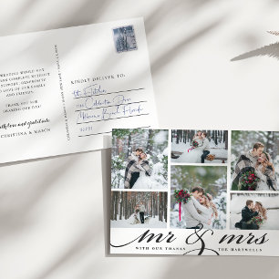 Postal Sr. y la Sra. Collage de fotos Boda Gracias