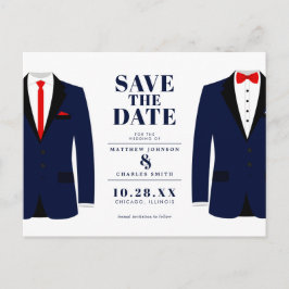 Postal Sr. y Sr. Boda Modern Navy Tux - Salven la fecha