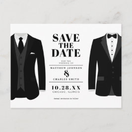 Postal Sr. y Sr. Modern Black Boda Tux - Guardar la fecha